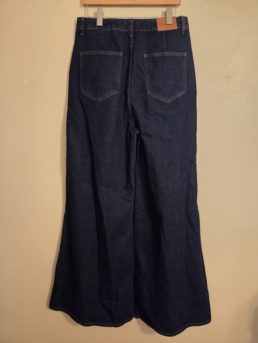 MESHKI Jen‎ Indigo Blue Wide Leg Flare Denim Jeans Women's SZ 14 Ultra Wide NWT - Picture 5 of 16